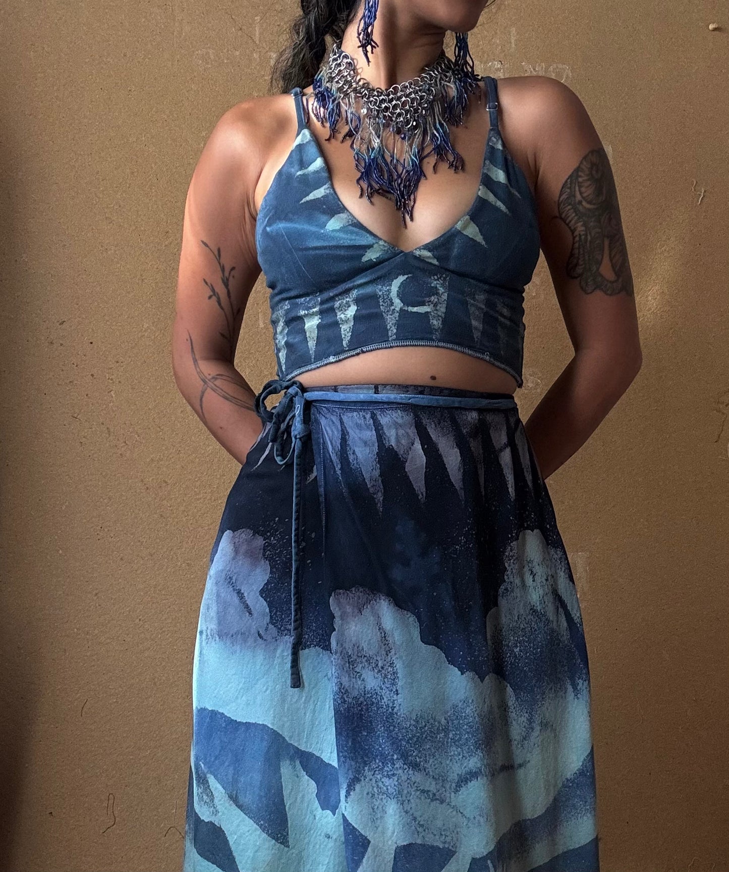 S - Blues Strappy Crop Top - 96% Cotton/4 Spndx