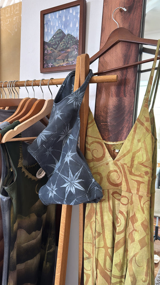 Moroccan Tiles Corset Top- Small - Cotton french terry dead stock fabric