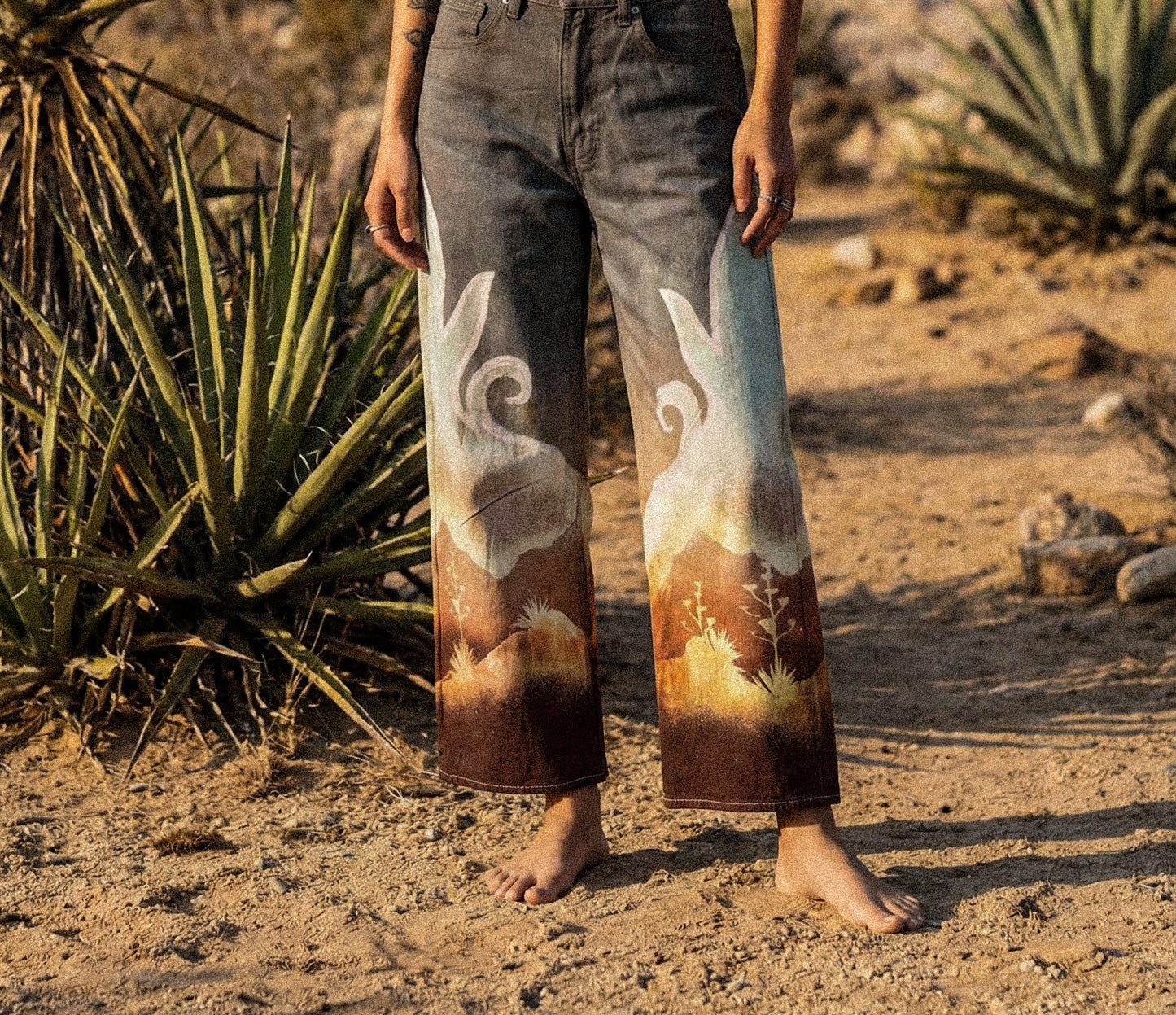 Small/Medium Size 4- Landscape - Temple Swirl -100% cotton Heavy Duty-   Regenerazhinh Upcycled Pants