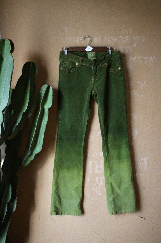Size 4 - Emerald Ombre - 100% Cotton Cordurouy Pants - Low Riders