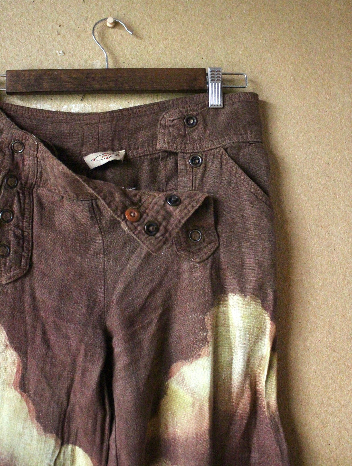 Small/Medium -Size 4 - Mauve Clouds - Tall  Low Rider Pants _Y2K Style - Wide Legged Bottom -Upcycled - Sitwell -