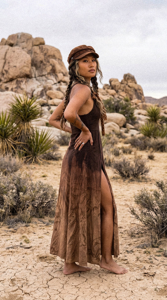 Medium- Dark Brown to Mauve Sand- Darkoski X Zhinh Colllaboration Dress - Limited Series-  Bamboo Cotton 4 %SPNDX (Copy)
