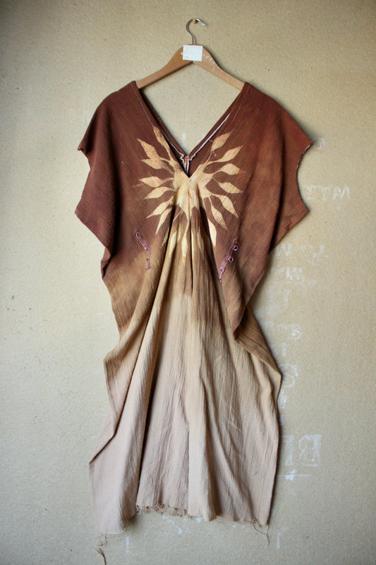 New! RTS - Rustic Solar Sun Dress Henka Dress 3 -Fits S/M/L (Regular size) -Maxi- Ready to ship- with Tie back Rope