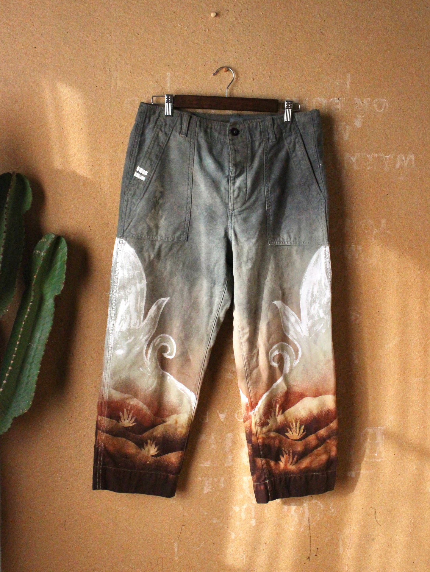 1 Pants OOAK SIZE: 10 -100% cotton Landscape - Temple Swirl - Regenerazhinh Upcycled Pants