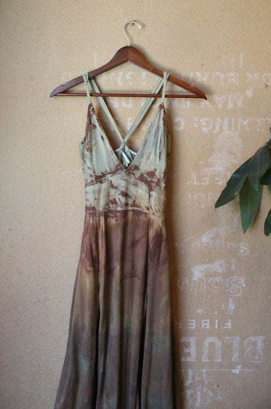 Medium- OXIDATE Slit Dress 4- Made from Bamboo/Cotton/Spandex - Short length (dress for 5.5ft and shorter ) Hand painted - hand dyed & heat set