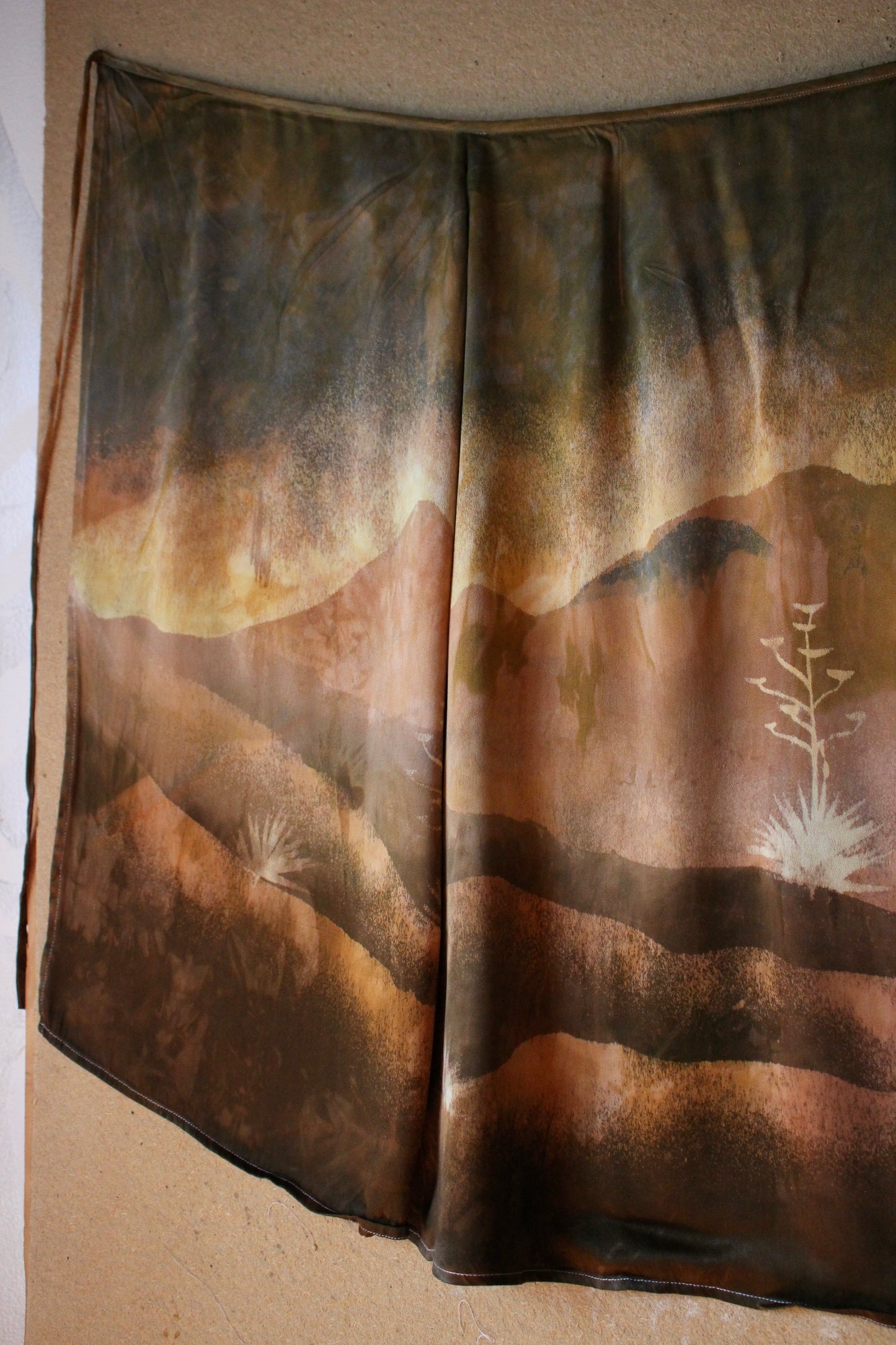 S/M - Harvest Mountains- Tapestry wrap skirt - Orange peel silk wrap skirt