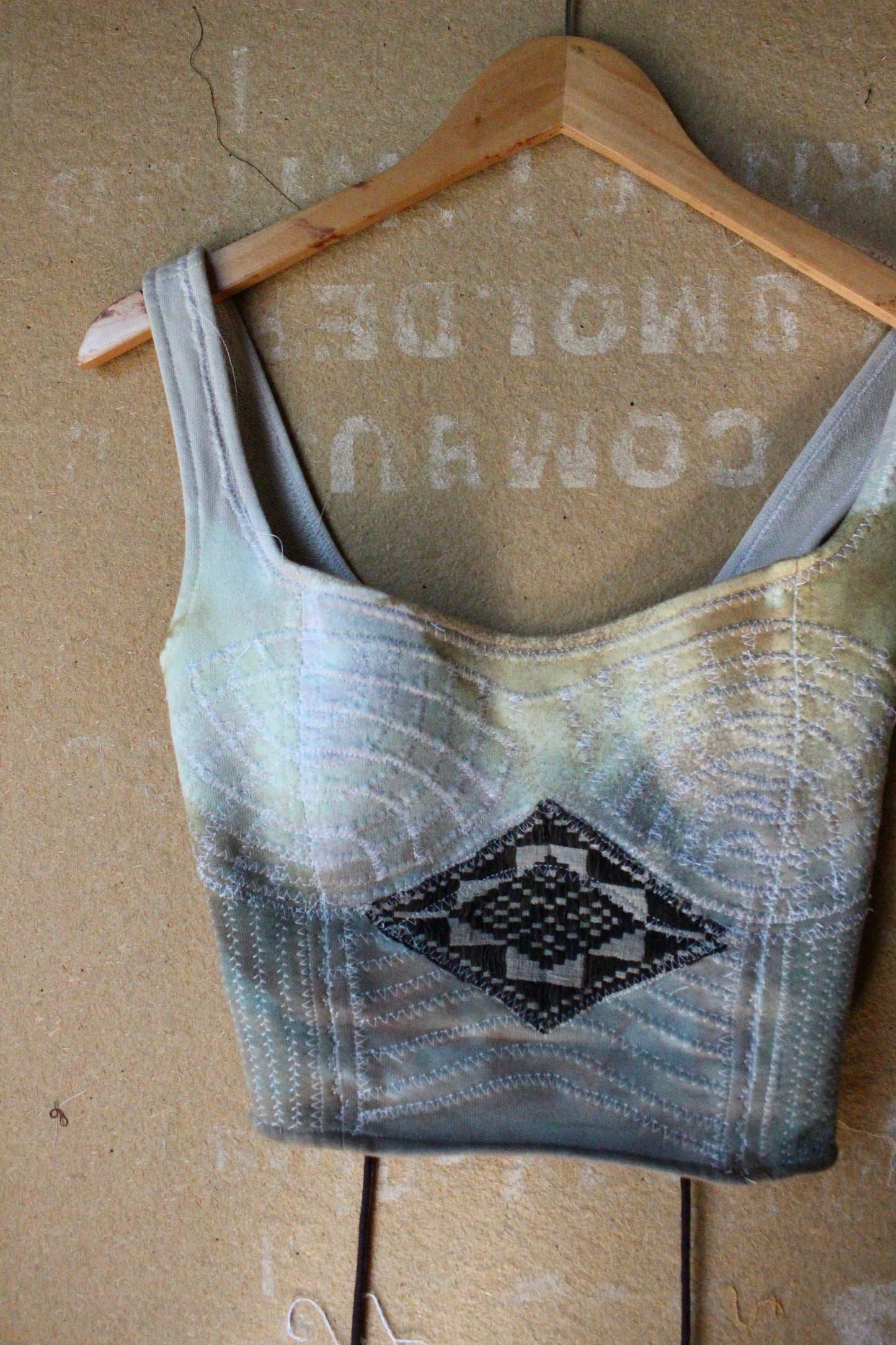 Small or Medium - Continuum full length Corset top - Vintage 70's hmong hill tribe vietnamese woven tapestry patches - adjustable