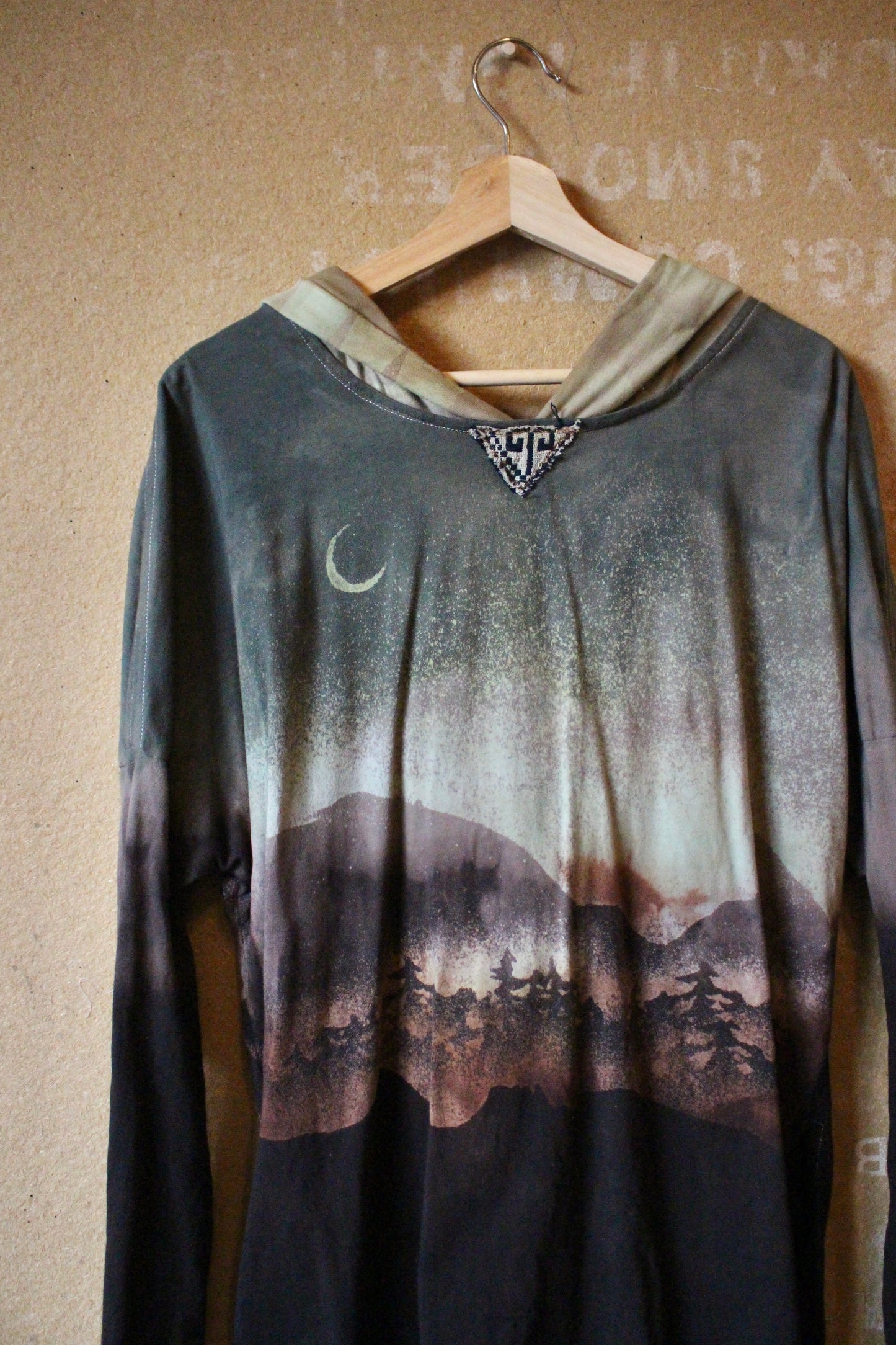 Medium - Rainy Monday Rising In the Mountains - Slouchy Long SLeeve Oversized  Hood - Super Smooth soft 100% Organic Cotton- Slight Stretch - Fear of Gods Deadstock fabric