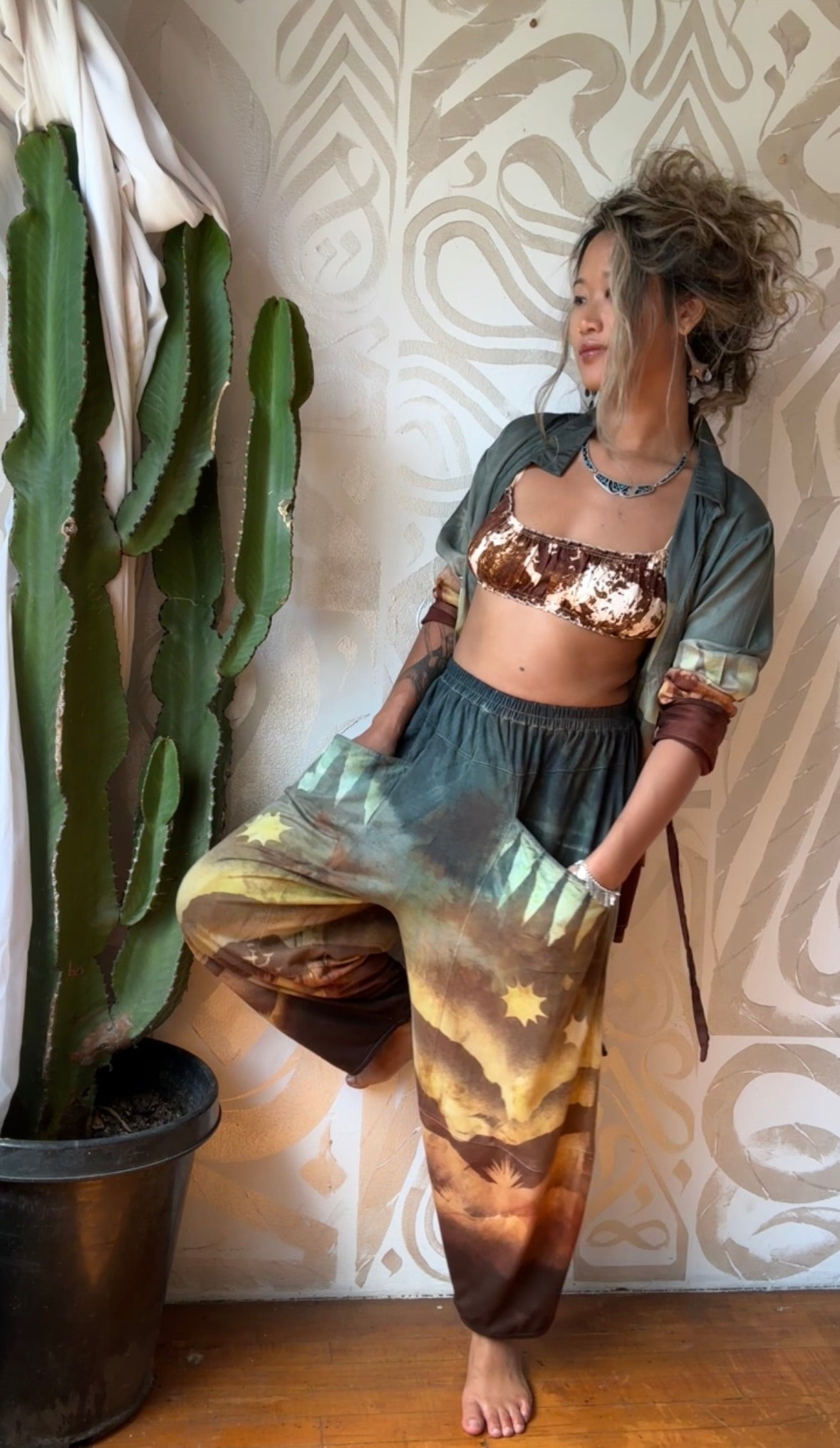 S/M - Canyon Desert Day - Wrap Top - Lotus waste vegan "Silk"