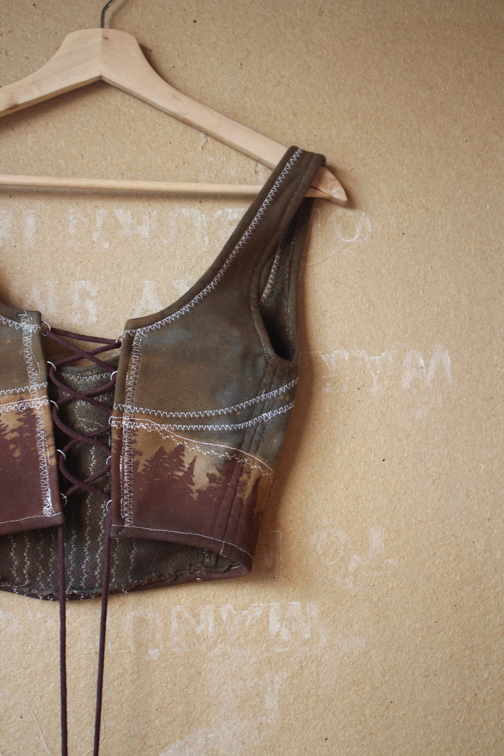 New! Small Corset- Rugspell sister corset- 100% Thick Sturdy French Terry Cotton- Deadstock fabric- Tie back