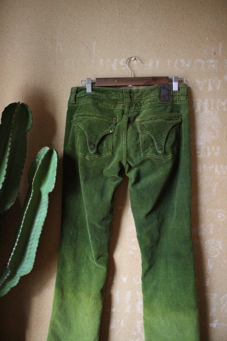 Size 4  -  Emerald Ombre  - 100% Cotton Cordurouy Pants - Low Riders