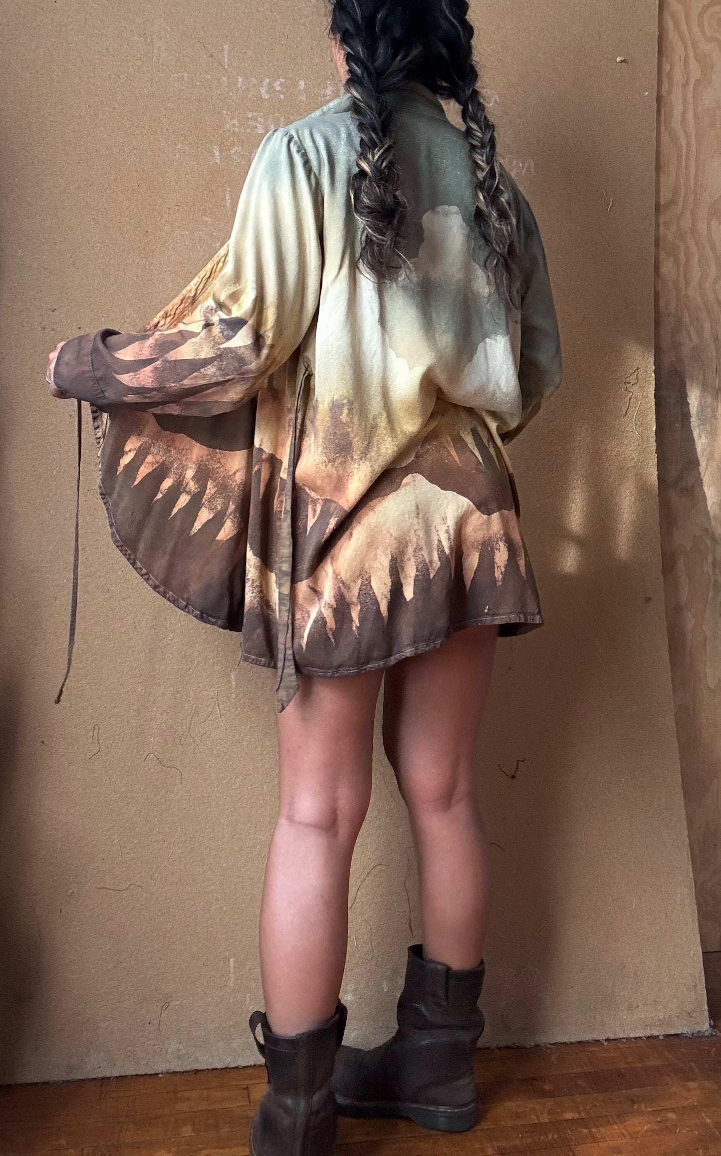 S/M- Mountain Hike Wrap Top- Made From Lotus Agricultural waste "Silk" - OOAK