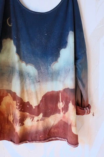 Medium - Canyon Sun Set Hike - Slouchy Long Sleeve Top -  100% Organic Cotton - BUttery Soft