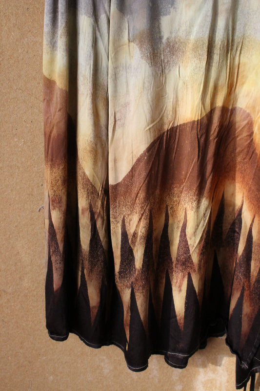 S/M Orange Peel Waste Silk Wrap Skirt  - On sale ( dye mistakes in clouds Marked down)