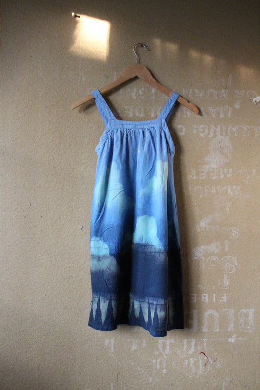 Size 10 (8/9 /10 year old ) Cloudy Day ABove the Mountains Childrens Dress - 100% Linen