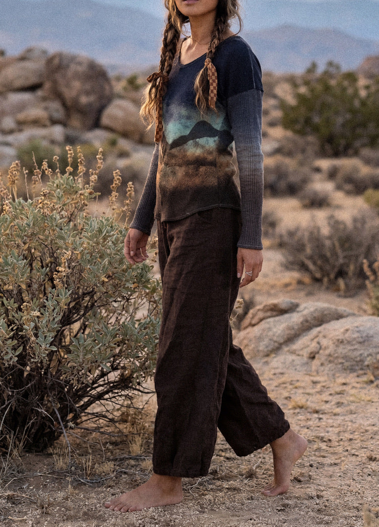 XS - Midnight Mountain hike Long sleeve top - 100% Cotton - Deadstock fabric