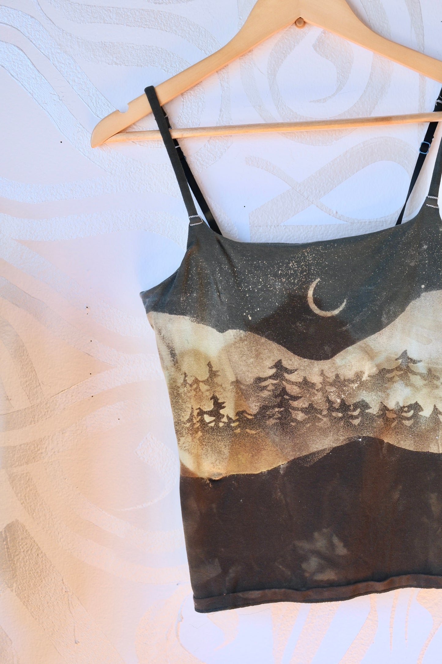 Large -  Mountain Forest Scene- Cami Tank Top - 91% organic cotton and 9% elastane