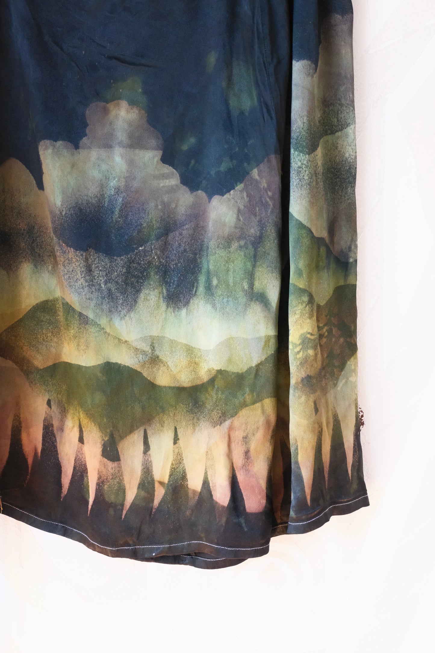 S/M - Mysteries of the Mountains - Tapestry Wrap Skirt- Orange Peel Waste Cellulose  vegan "silk"