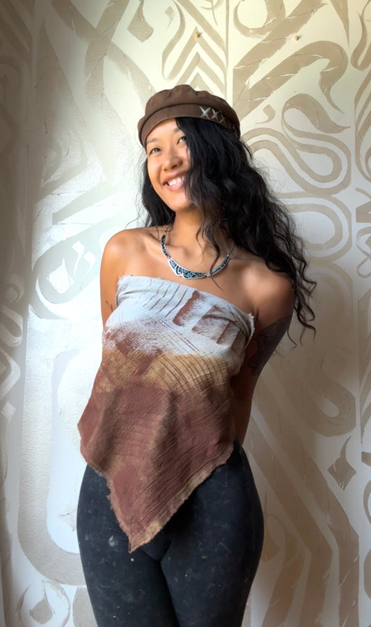 OXIDATE- Oversized Bandana Scarf Bandeau/head scarf -Free size -2 in stock Hand painted/dyed/screenprint ink- deadstock fabric - 100% open weave cotton