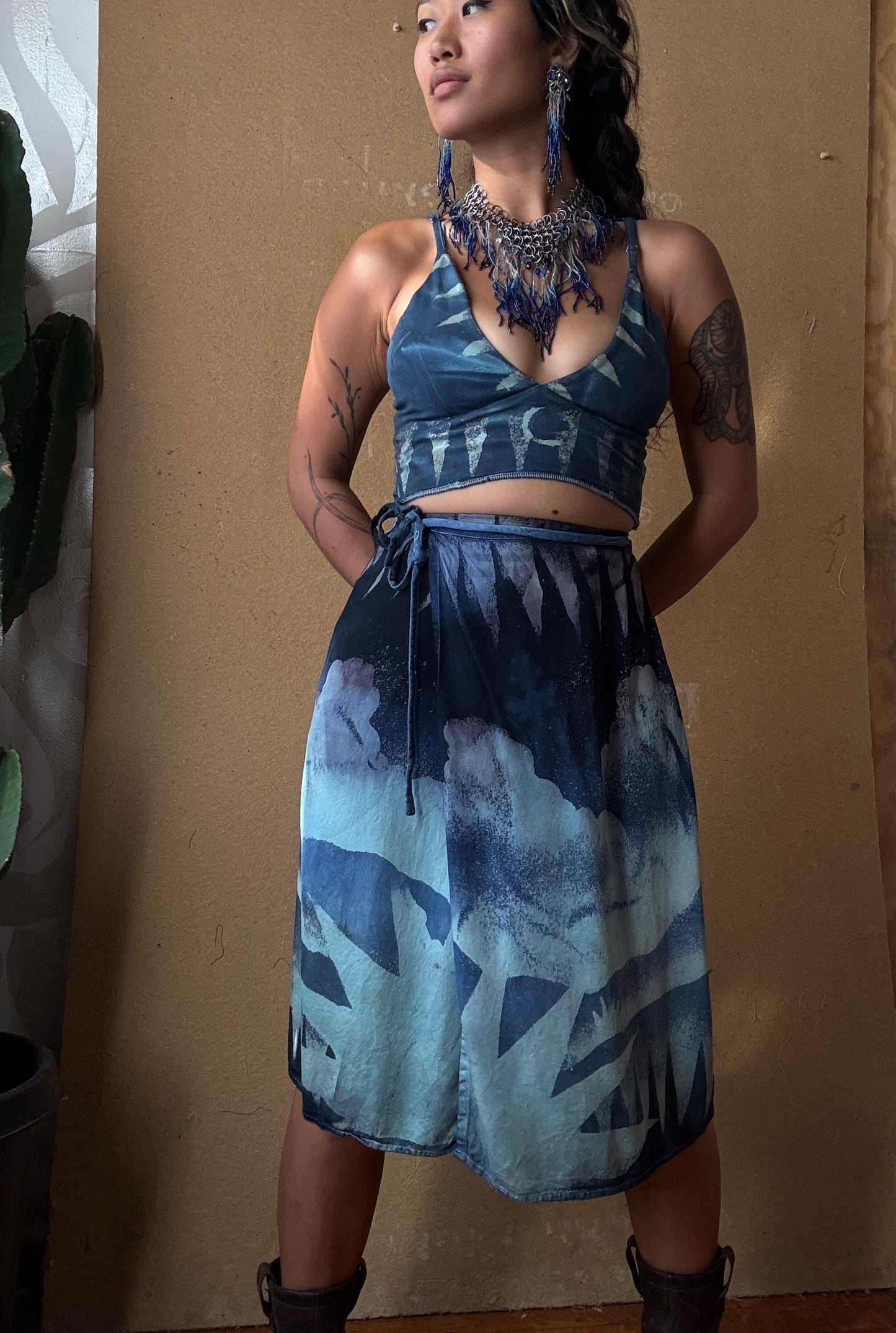 S - Blues Strappy Crop Top - 96% Cotton/4 Spndx