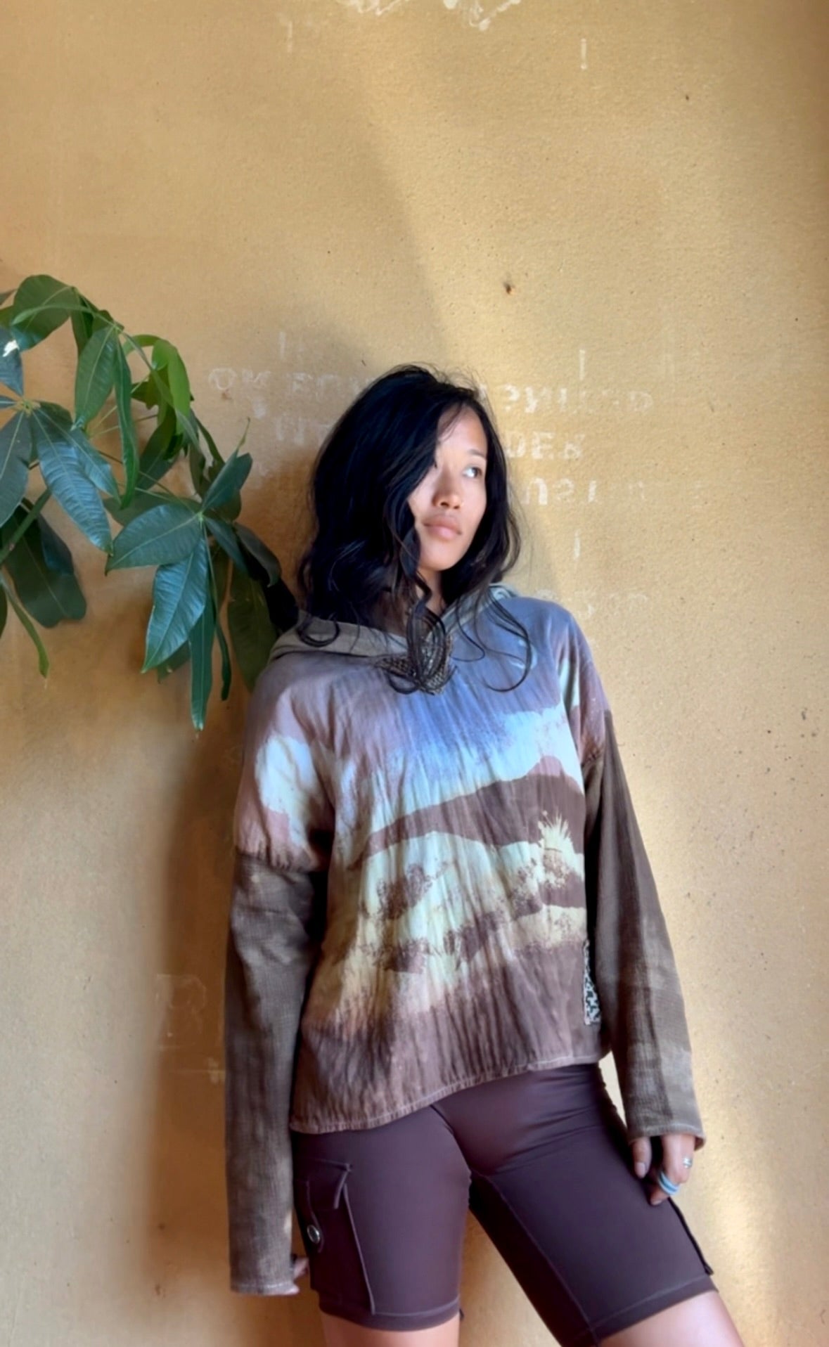 OOAK Small Hoodie Cover up Sweat shirt - Oversized hoodie 100% triple heavy thick weight cotton gauze with 100% open woven cotton