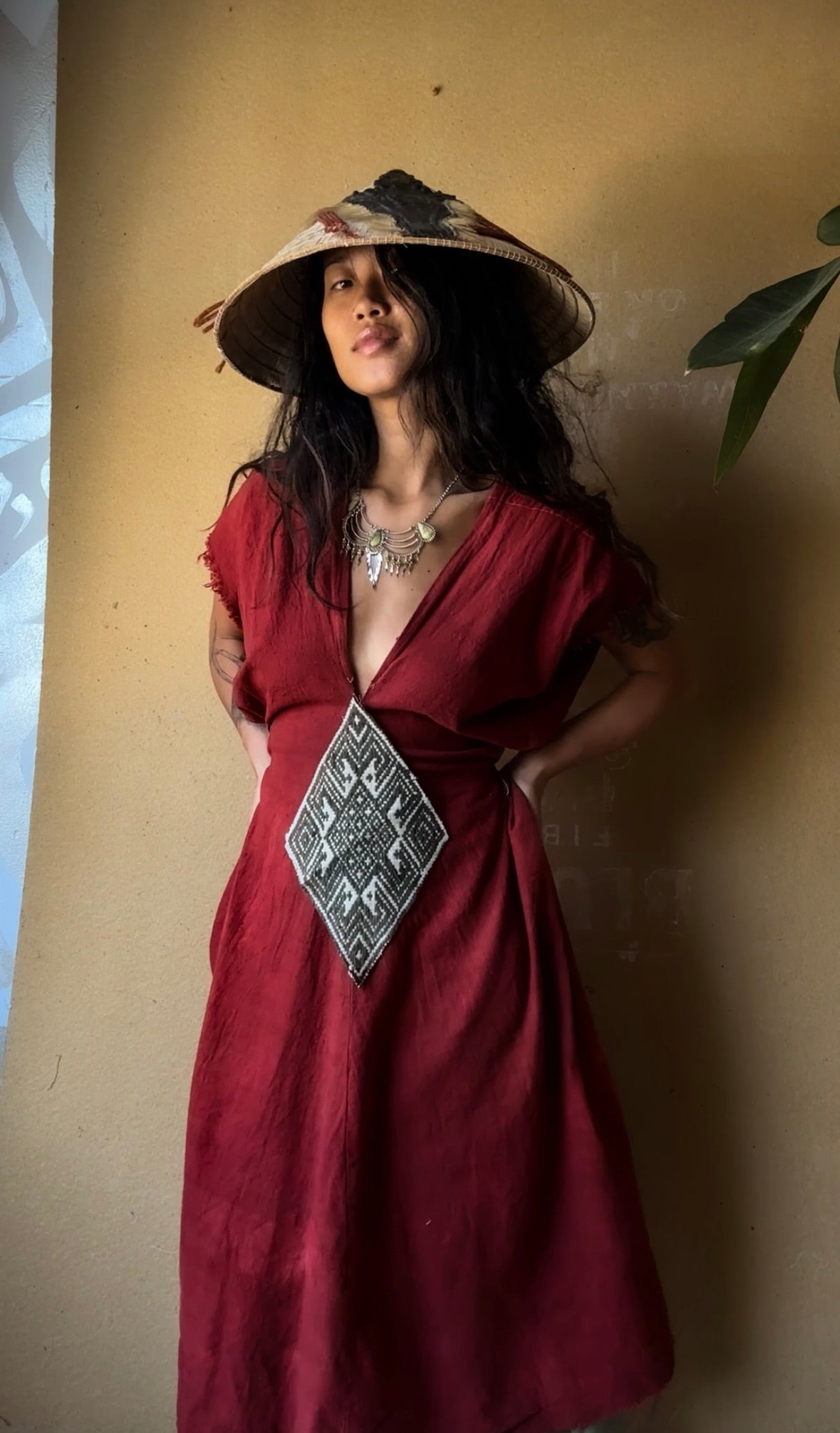 New! MTO - The Great Bleed Henka Dress - Organic - Hand woven - Rain Fed Kala Cotton Fabric- Hand Dyed
