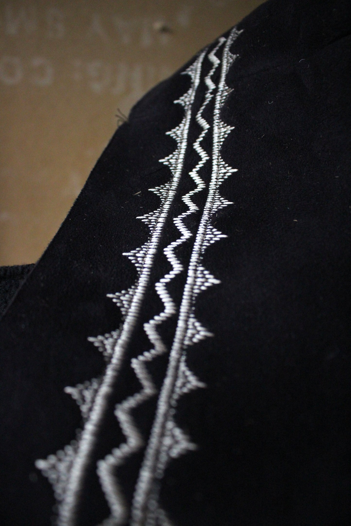 Small/Medium - Faux Suede  Silver Embroidered  Jacket - Black - Secondhand