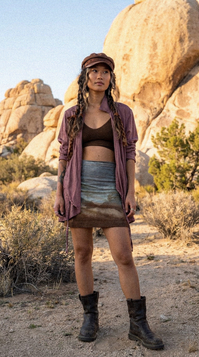 New Color! MTO - Mauve Long Sleeve Wrap Top - Made to Order - 4 weeks- Zhinh Basics- Lotus Agricultural waste vegan "Silk" Fabric