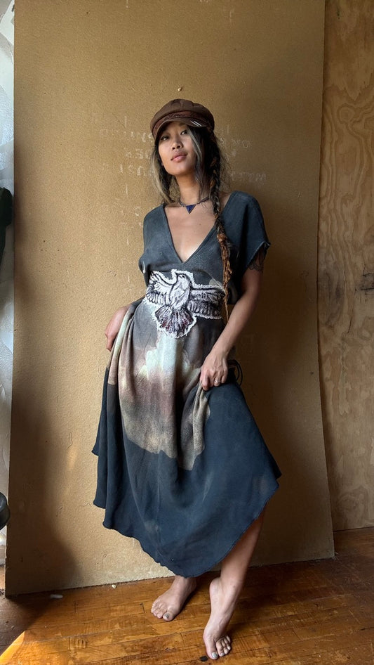 Custom- Stormy Day VAriation - Hawk Henka Dress - Reserved for Lisa P.