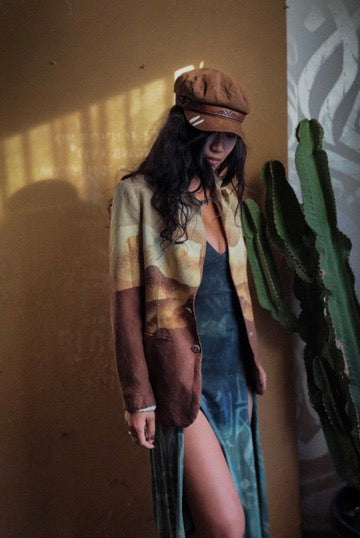 Sahara Blazer - Linen - Artist Business Proffessional Upcycled Blazer - Stitch Details
