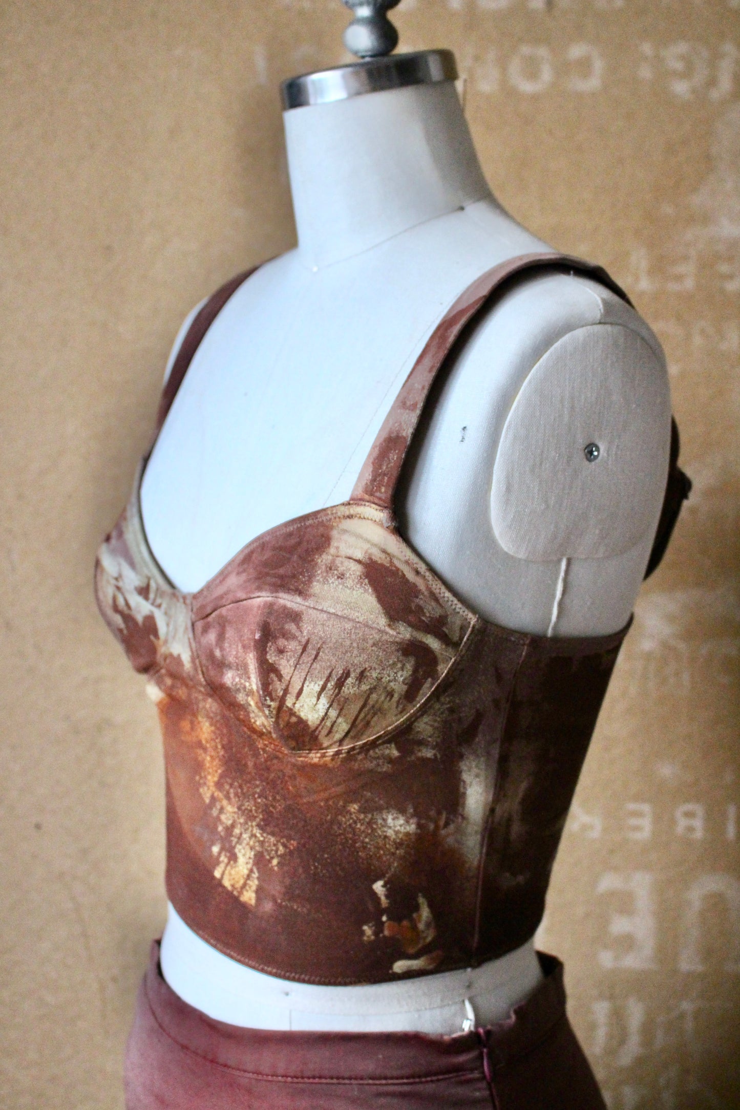 Small- OXIDATE- Rusty- Cotton Corset Bustier Pull over Tank Top- 90% Organic Cotton, 10% Elastane - 4 way stretch- OOAK