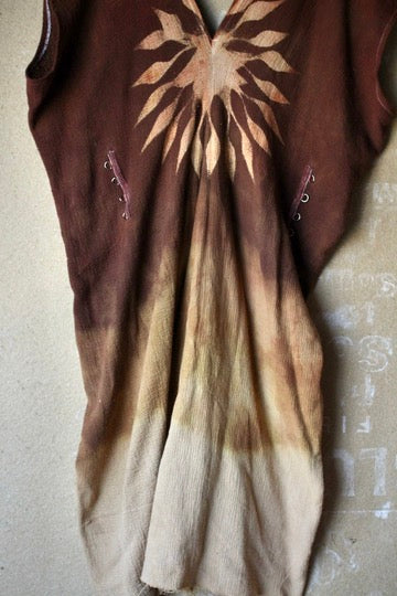 New! RTS (ready to ship) Solar Sun Dress Henka Dress -Fits S/M/L/XL -Midi - Tie back Rope- 100% open weave cotton -deadstock fabric
