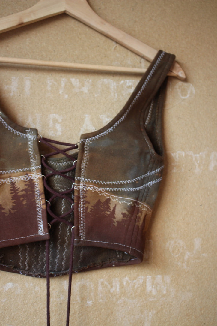New! Small Corset- Rugspell sister corset- 100% Thick Sturdy French Terry Cotton- Deadstock fabric- Tie back