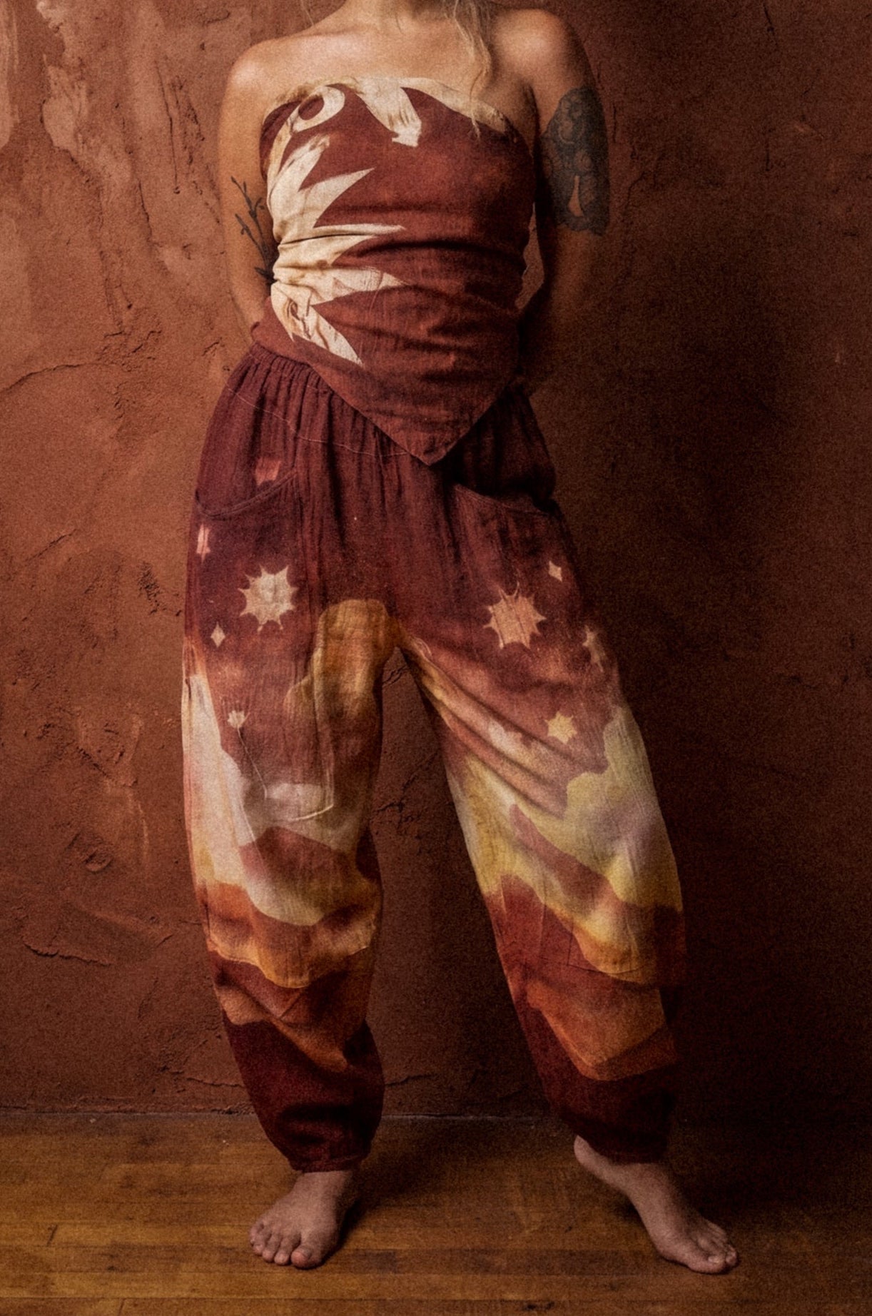 New! 4 Pre Order Slots - Golden Hour - Parachute Pants - 4-8 WEEKS CUSTOM  SLOT-Solar Power Terracotta-  100% Organic Hand loomed Kala Cotton - Limited Series