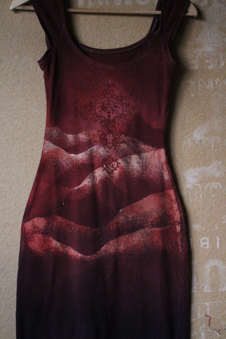 Small -OOAK OG Basket Dress - Charcoal Embers - Marked down for misplaced dye marks
