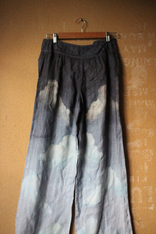 Size 4 (S/M) - Blue Skies Pants - Long- Unique Button Style - upcycled