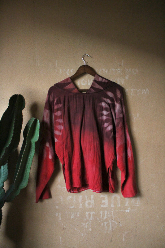 Medium - Embers LunaDala - Mountainous hood -Slouchy Long sleeve Hoodie - Oversized Hoodie - 100% Triiple Layered heavy weight oRganic cotton Gauze - Warm - Cotton open weave sleeves and hood