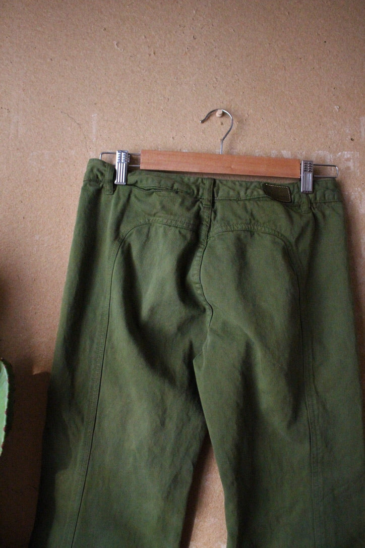Size 4 - Emerald Shapes Of my Soul Pants - (says size 8 But def more smaller like size 4/6) UNique y2k seam details - heavy duty pants