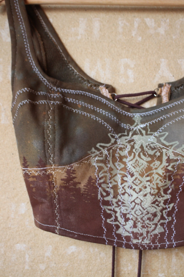 New! Small Corset- Rugspell sister corset- 100% Thick Sturdy French Terry Cotton- Deadstock fabric- Tie back