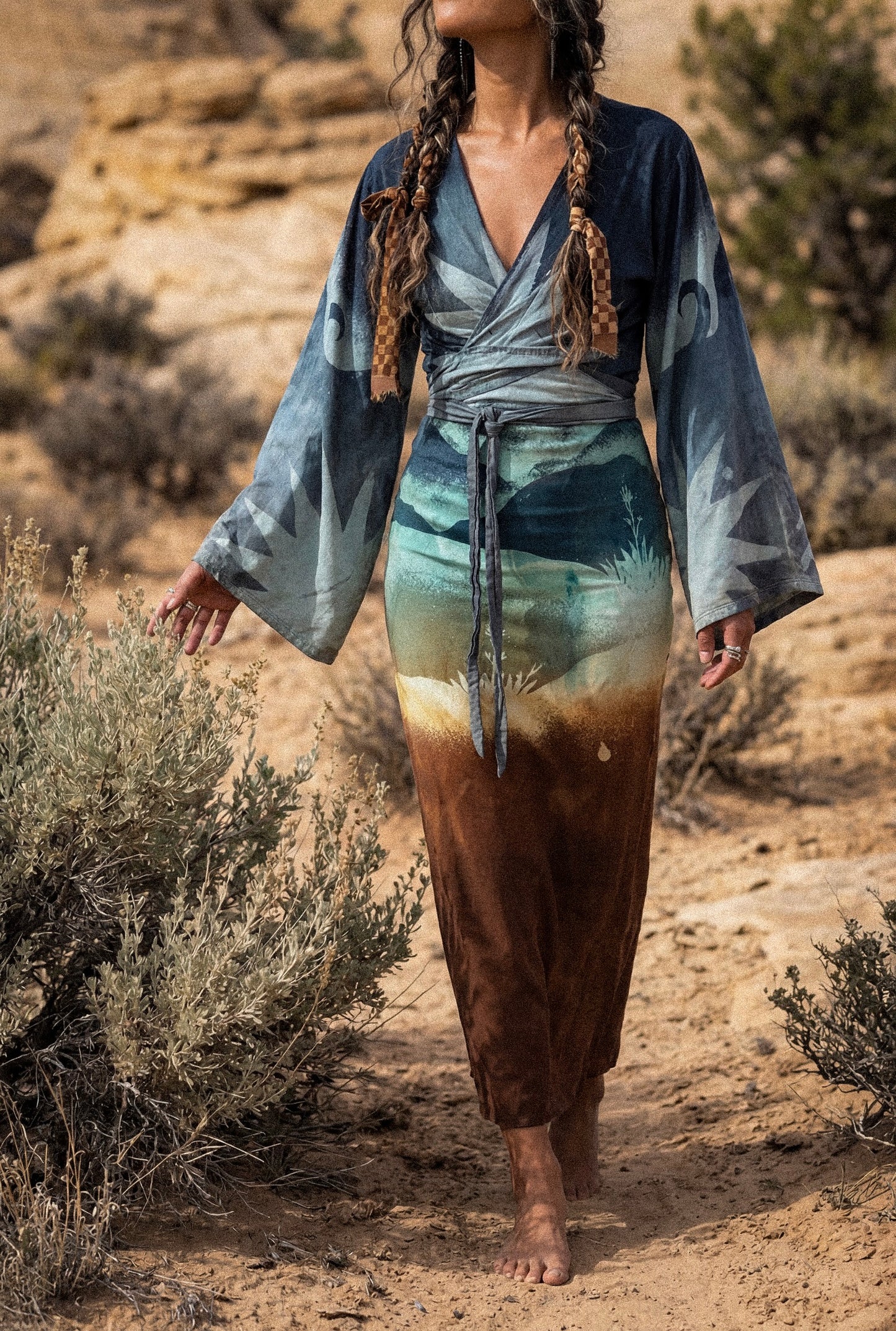 Pre-Order (MTO) - Midnight Dream Swirl Kimono Wrap Top - 4-6 weeks- XS-XL Made from Lotus waste fabric- Milky soft