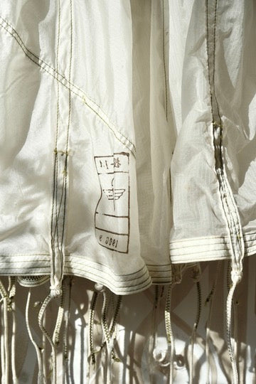 RARE White Vintage Army Parachute Maxi Skirt -Small - OOAK -RARE - Zipper