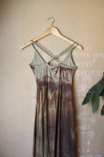 Small - OXIDATE Slit Dress 1- Made from Bamboo/Cotton/Spandex - Short length (dress for 5.5ft and shorter ) Hand painted - hand dyed & heat set