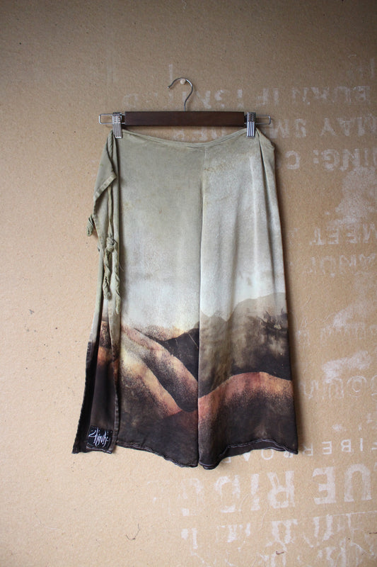 Small - Ominous Day Landscape Tapestry - Wrap skirt - MAde from Orange peel silk