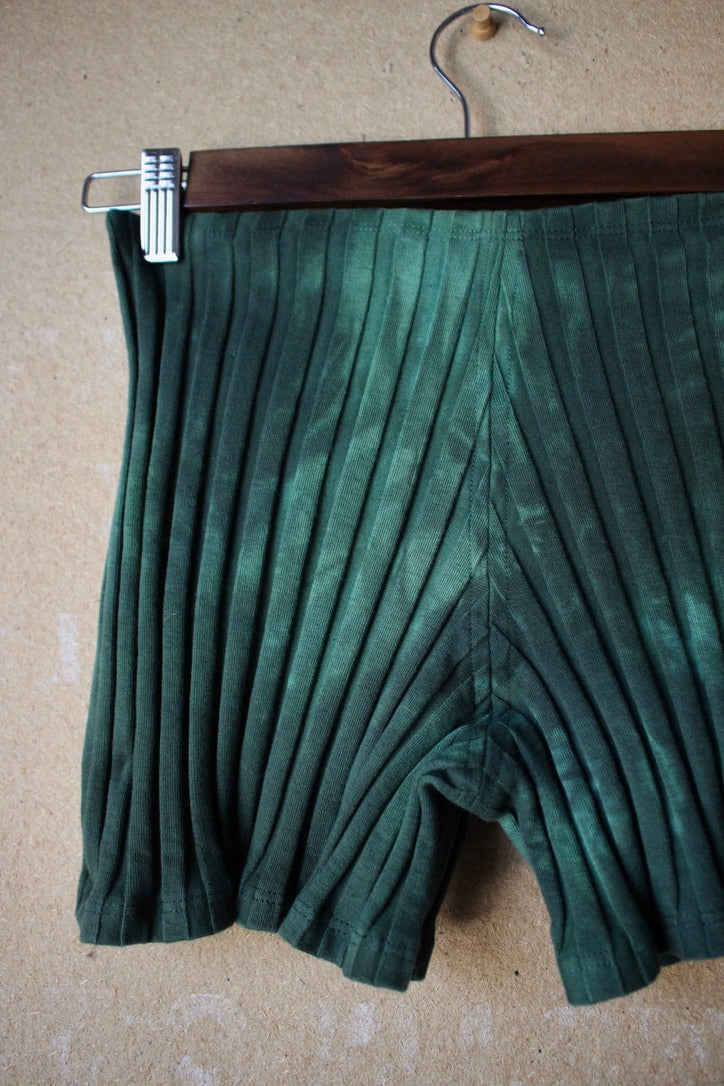 Restocked! Ready to Ship- Turquiose - Hand Dyed -Organic Cotton White Ribbed shorts -Zhinh Basics - Made from Ribbed Organic Cotton/ Spandex -  undergarment/ loungewear/ activeDeadstock fabric