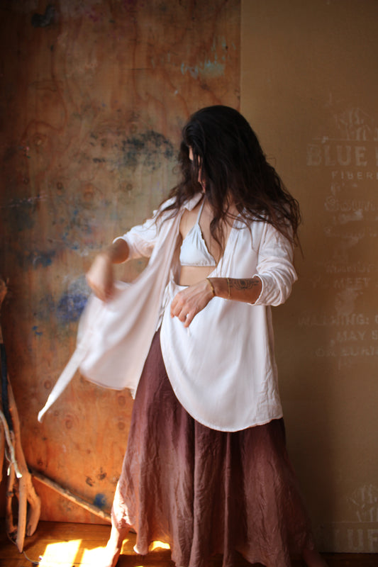 MTO- UNDYED/WHITE Collard Wrap Top/Cover Up - Zhinh Basics- Organic Lotus Waste Vegan "Silk"- MADE TO ORDER 2-3 weeks-Milky Soft