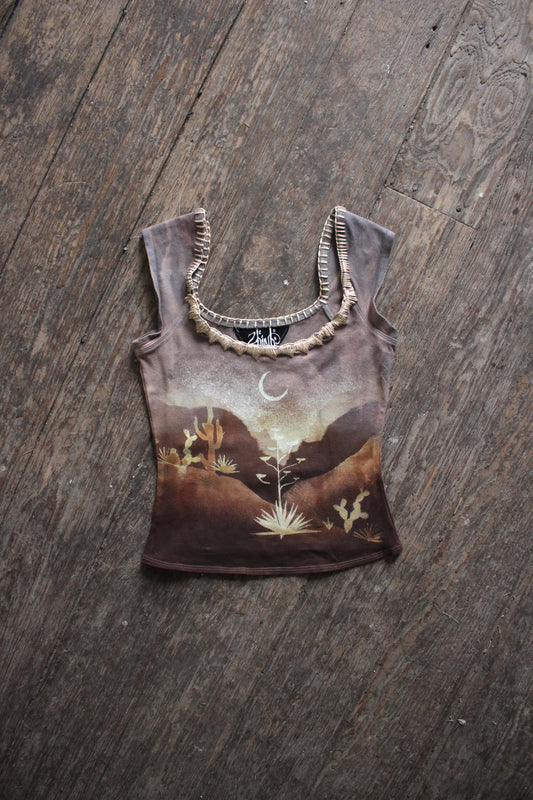 SMALL - Desert Basket Top - Hand embroidered Neckline