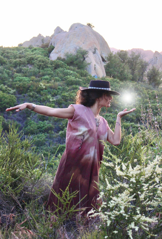 Mauve Clouds Henka Dress - 100% Unique novelty Cotton - Dead stock Fabric