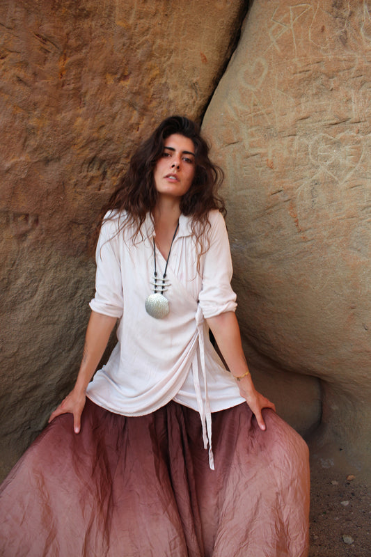 MADE TO ORDER 3/4 weeks- Organic Lotus/Aloe or Banana cotton Fabric-UNDYED/WHITE Wrap Top/Cover Up S/M-M/L- Made to order -Choose your Plant Medicine Fabric