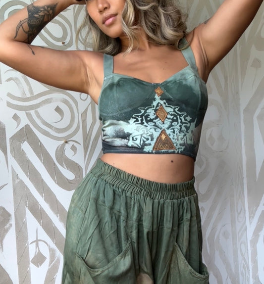 XS & L - Agave EMPRESS Cotton Corset Bustier Pull over Tank Top- 90% Organic Cotton, 10% Elastane - Ready to SHip -4 way stretch - Breathable Cotton