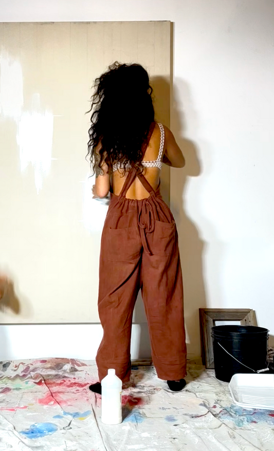 Closing Soon New MTO- The Marsupial Jumpsuit - 100% organic Kala Cotton - 3 colorways - Made to Order- shipped by September 20-30th Plant dyed black, terracotta or undyed